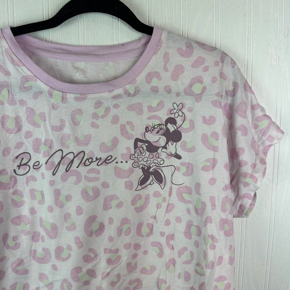 Disney Minnie Mouse Leopard Print Short Sleeve Tee size XL Pink - Picture 3 of 4